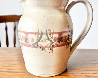 Pink Floral Jaggard Handmade Studio Pottery Pitcher