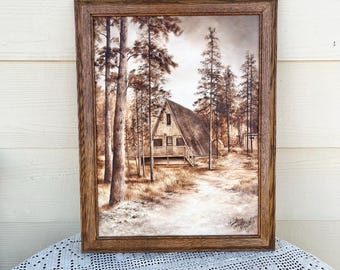 Cabin in the Woods Original Painting by Constance Legler Smith signed by artist Y2K