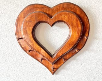 Vintage Wooden Heart Wall Hook
