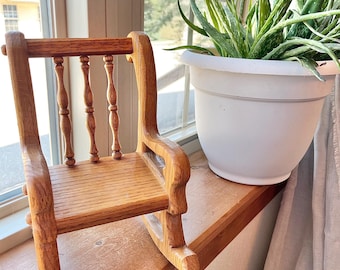Handcarved Solid Oak Dollhouse Miniature Chair
