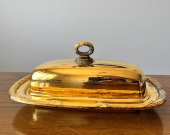 Vintage Towle EP 23k Gold & Silver Plate Butter Dish