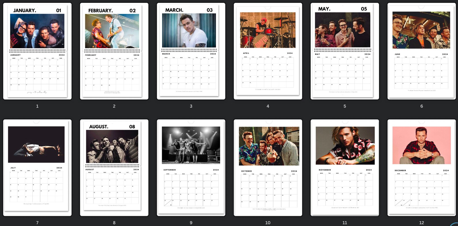 Mcfly 2024 Wall Calendar vertical A4 EUROPE Mcfly Music - Etsy UK