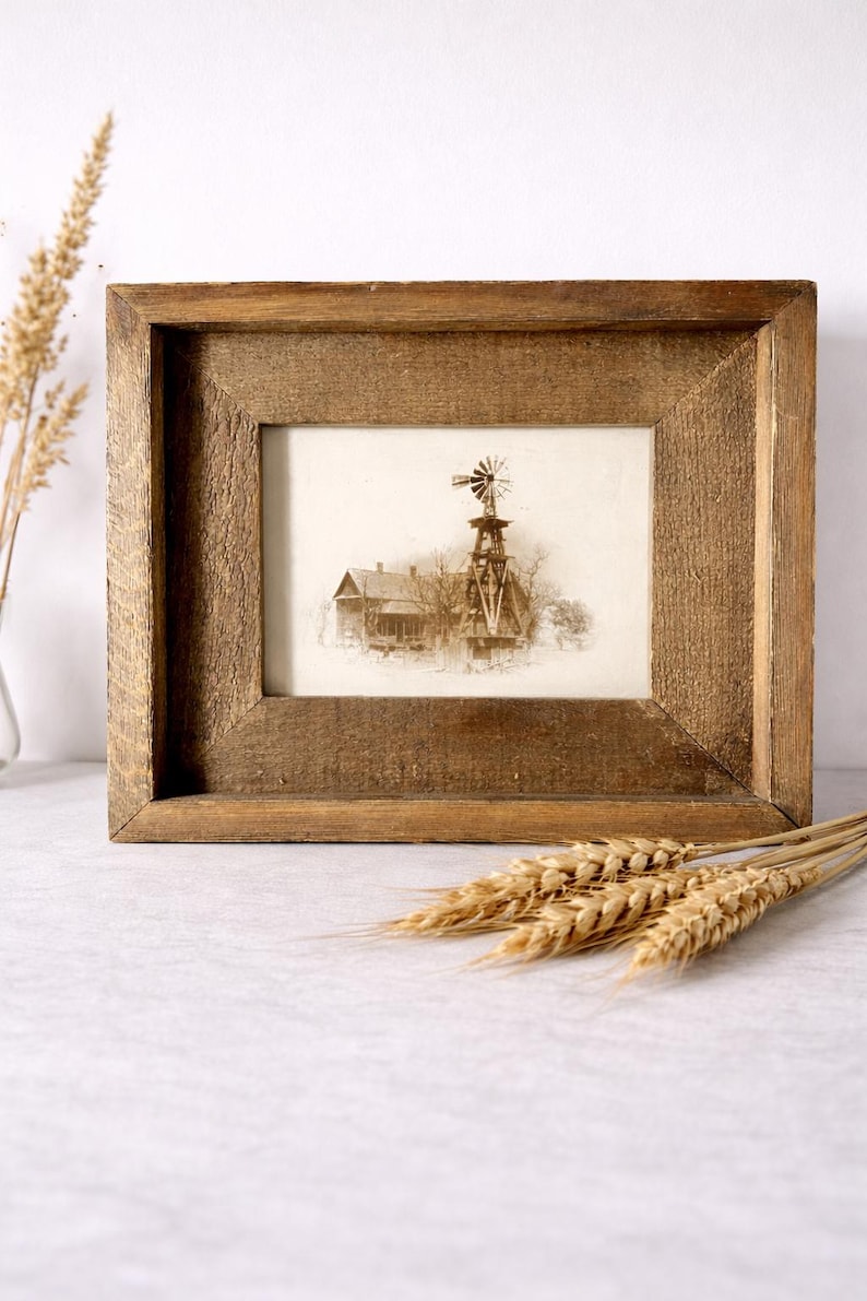 Rustic Farmhouse Windmill House Framed Wall Art Vintage Country Decor ...
