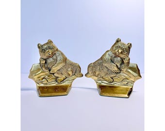 Vintage Brass Panda Bookends