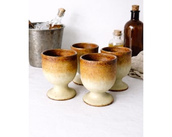 Set of 4 Salt Glazed Stoneware Goblets