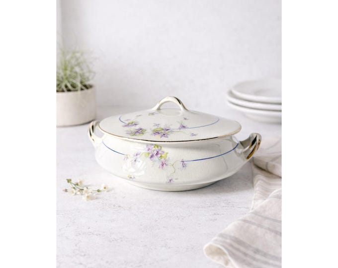 Antique 1920s Homer Laughlin Empress Porcelain Serving Dish With Lid