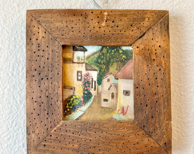 European Countryside Original Painting with Thick Wood Frame