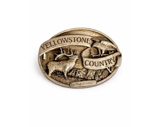 Siskiyou 1985 Yellowstone Country Vintage Pewter Belt Buckle