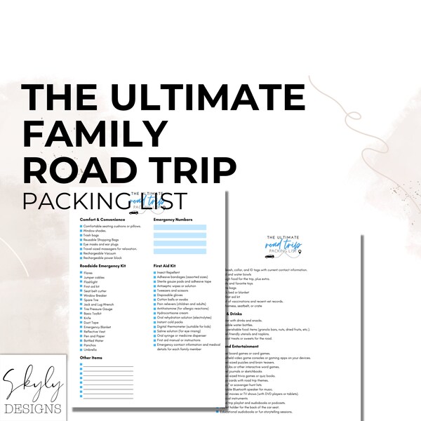 Printable Road Trip Packing List - Etsy