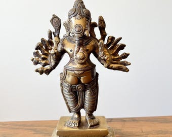 Lord Ganesha Solid Brass Figurine 6"