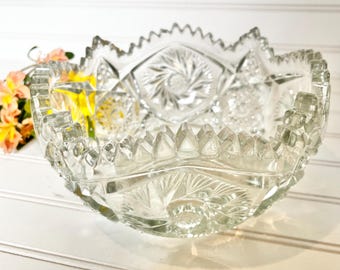 American Brilliant ABP Large Cut Crystal Glass Bowl