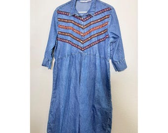 Vintage 90's Western Style Denim Dress Size XL
