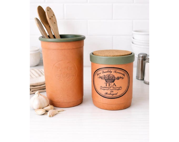 Casa Verde Terracotta Crock Canisters Made in Portugal
