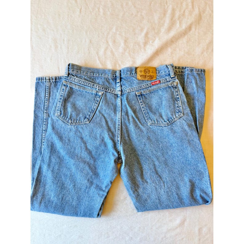 Vtg 1985 Wrangler Red Label Jeans Made in USA Broken Twill Blue Denim 33x32 image 2