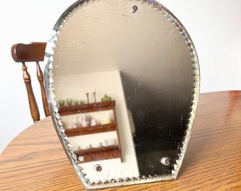 Antique Peter Wiederer Beveled Table Top Vanity Horseshoe Mirror - Made in 1883