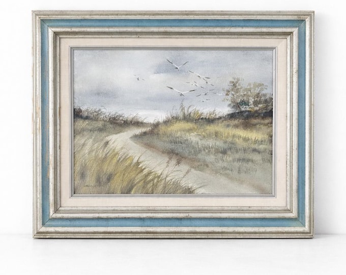 Serene Beach Landscape Original Watercolor "Road to the Beach" by Hoe Won | Korean Painting