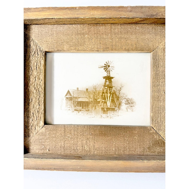 Rustic Farmhouse Windmill House Framed Wall Art Vintage Country Decor ...