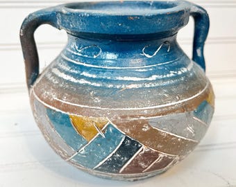 Southwestern Stoneware Pottery Double Handled Vase