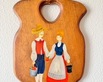 Hand Painted Folk Art Wooden Cheese / Bread Board