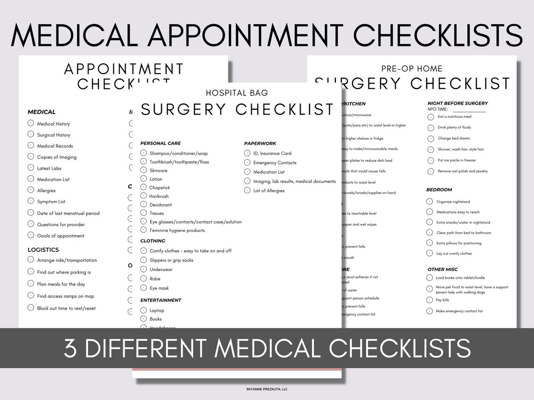 Surgery Checklist Pre-op Checklist Doctor's - Etsy
