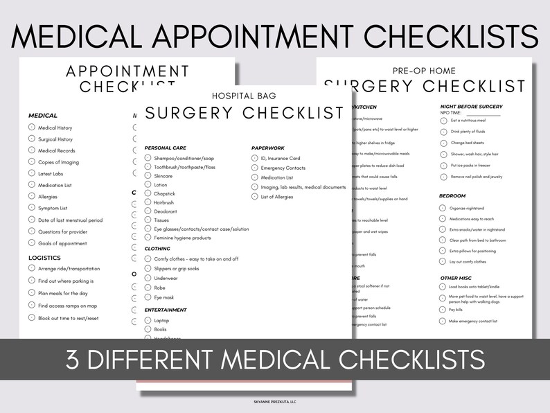 Surgery Checklist Preop Checklist Doctor's Etsy
