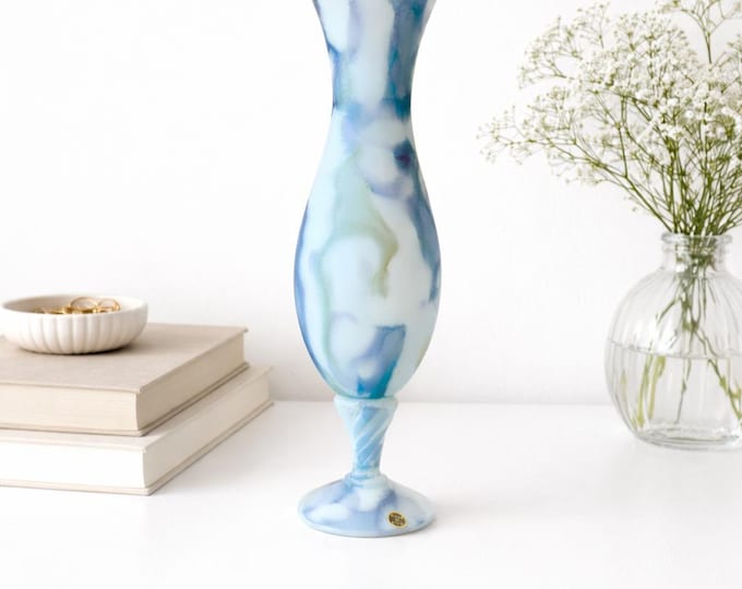 Mid Century Italian Unique Blue and Green Opaline Vase