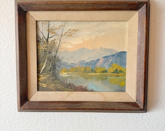 Vintage Fall Landscape Original Painting Signed by Artist