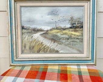 Serene Beach Landscape Original Watercolor "Road to the Beach" by Hoe Won | Korean Painting