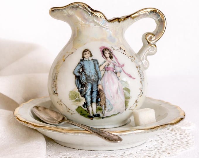 Vintage Norcrest 'Pinky and Blue Boy' Mini Pitcher and Saucer Set