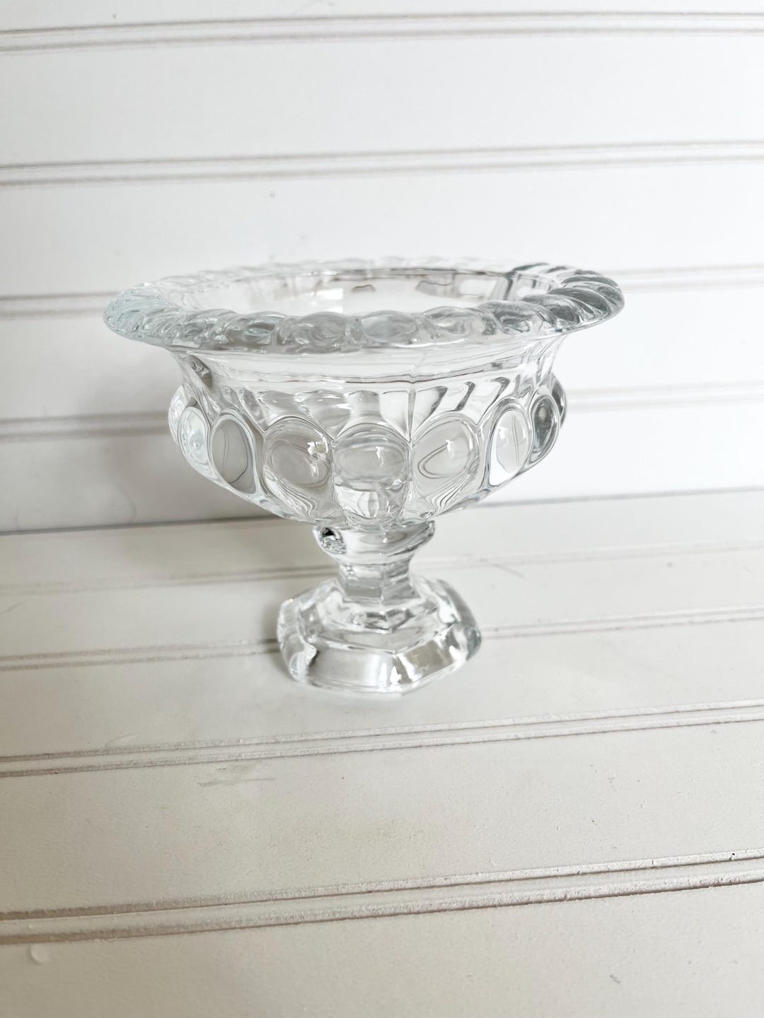 Heavy Glass Compote Dish | Pedestal Glass Candy Dish - Etsy