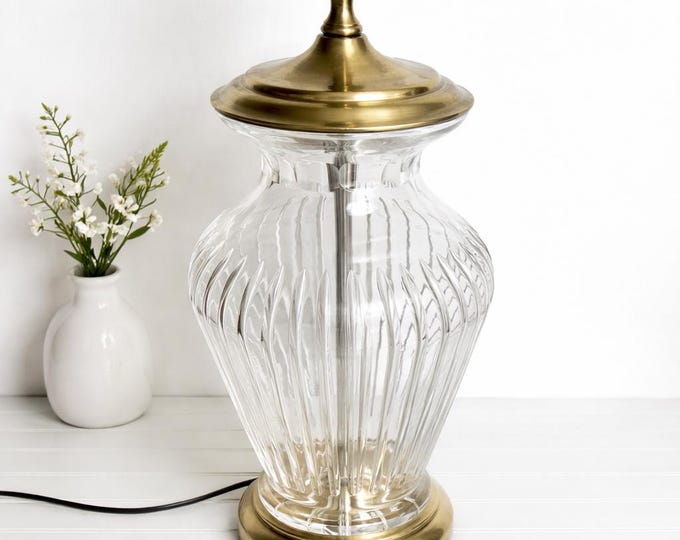 Vintage Wildwood Cut Crystal and Brass Table Lamp