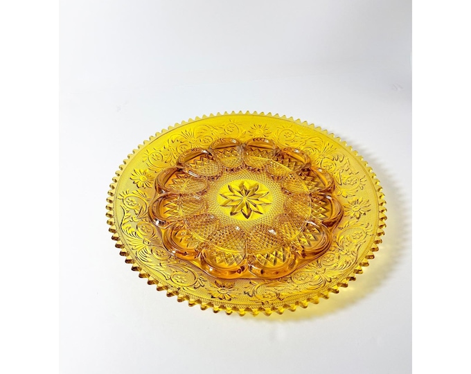 Vintage Tiara Indiana Glass Amber Deviled Egg Platter