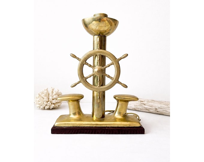 Italian Foresti and Suardi Captain's Boat Anchor Lamp - Solid Brass & Teak Wood