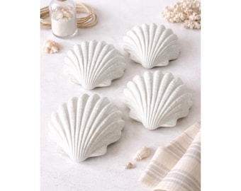 Vintage White Ceramic Shell Trinket Dishes Bowls