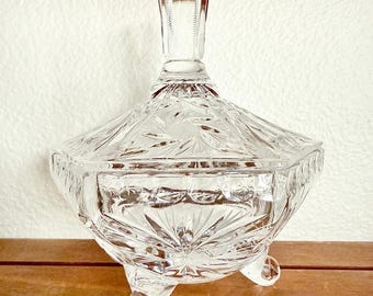 Vintage Irena Lead Crystal Footed Candy Dish With Lid