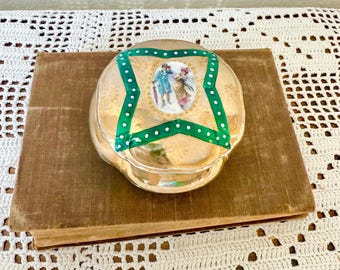 Antique Hand Painted Edwardian Style Porcelain Trinket Box - Made in Germany