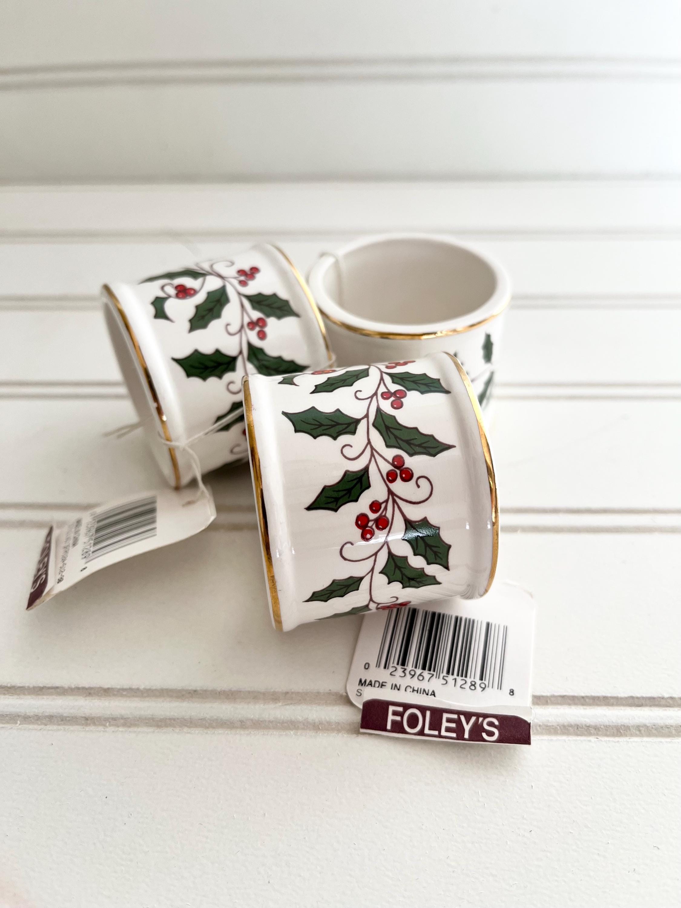 Christmas holly napkin rings