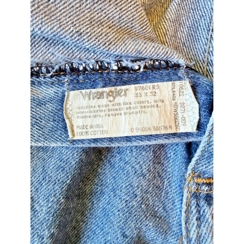 Vtg 1985 Wrangler Red Label Jeans Made in USA Broken Twill Blue Denim 33x32 image 4