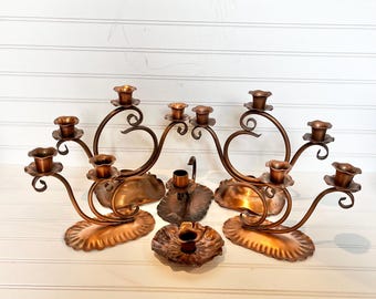 Gregorian Copper Candlestick Holder 6 Piece SET