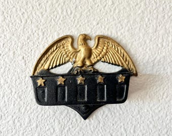 Vintage WILTON Cast Iron and Brass American Eagle Match Safe Holder Made in USA