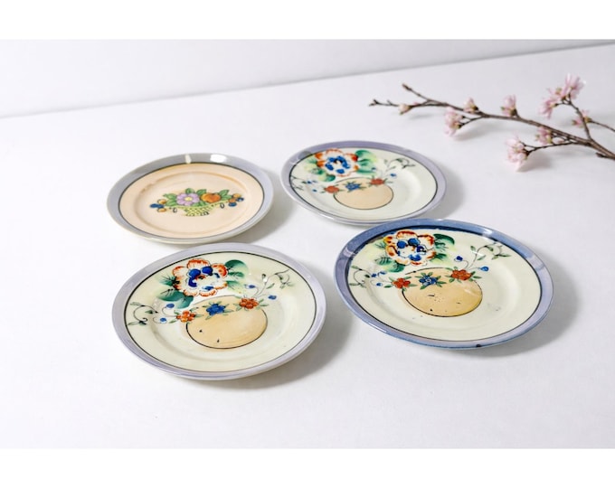Vintage Japanese Lusterware Tea Cup Saucers | Children's Tea Plates