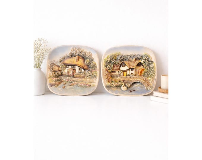 English Cottage Chalkware Plaques by Legend Products England