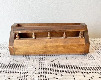Captain's Rail Curio Spice Shelf | Vintage Wooden Spice Rack