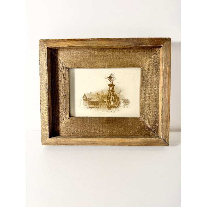 Rustic Farmhouse Windmill House Framed Wall Art Vintage Country Decor ...