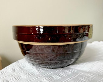 Vintage McCoy Pottery Mixing Bowl - Brown Salt Glaze 9" Made in USA