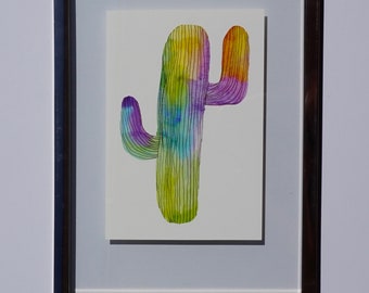 Rainbow Saguaro Watercolor Print