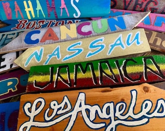 Set di insegne direzionali personalizzate per Tiki Bar: decorazioni tropicali, legno riciclato