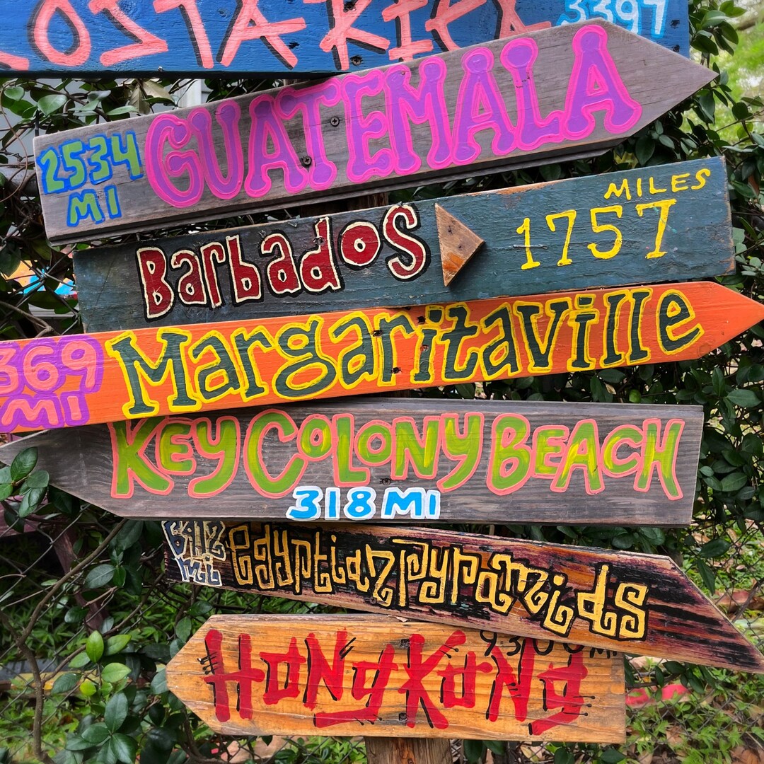 Most Popular! Set of 5 Directional Signs . Beach Signs . Tiki Signs ...