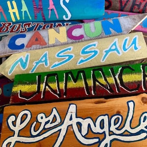 Set of (1) Custom Directional Tiki Sign Decor.Goes  great as an Outdoor Pool Arrow next to your Tiki Bar. 100% Recycled materials.