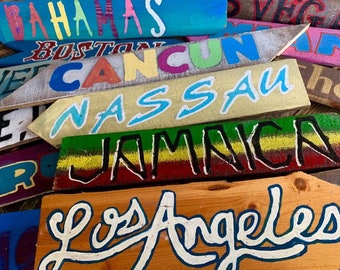 Most Popular item! Set of 5+1 FREE Directional Tiki Signs . Custom Made to order with 100%recycled materials. Great Fathers Day gift for Dad